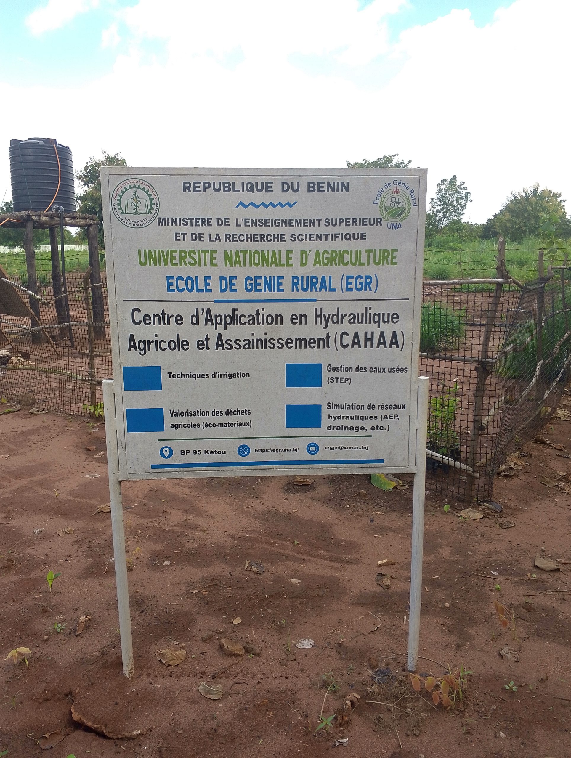 CREATION DU CENTRE D’APPLICATION EN HYDRAULIQUE AGRICOLE ET ASSAINISSEMENT (CAHAA)
